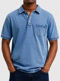 Cotton Denim Short Sleeve Polo Shirt for Men