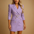 Fitted Long Sleeve Blazer Dress with Belted Waist for Women | Business Occasion