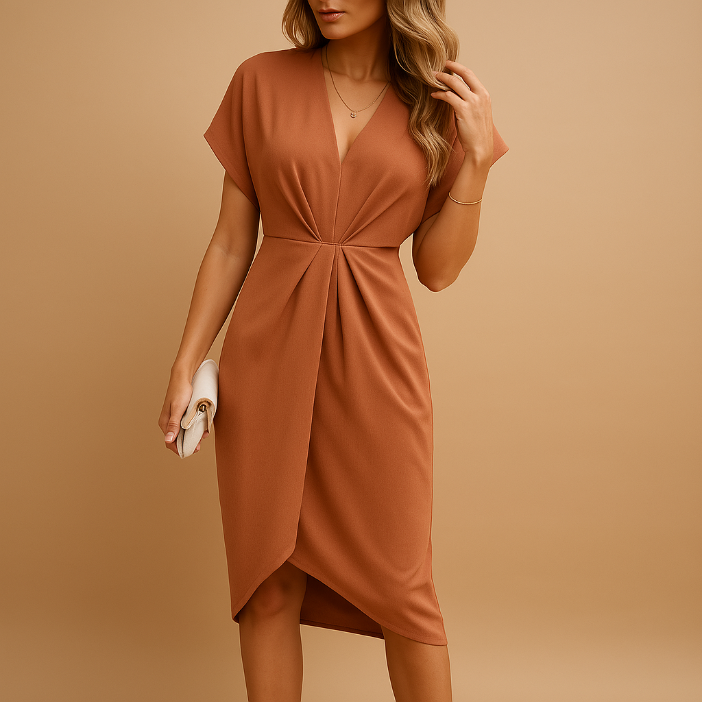 Women's Dress | Wrap Midi Cut with Figure-Following Fit
