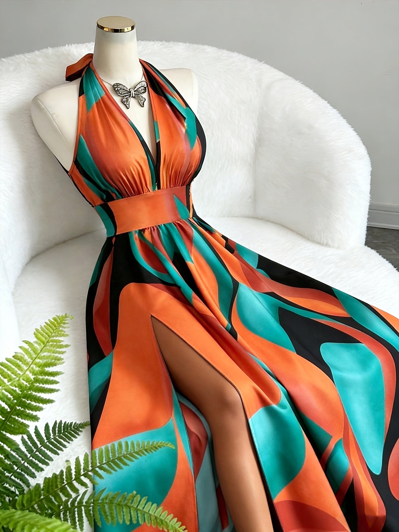 Floral Print Backless Sleeveless Maxi Dress for Women