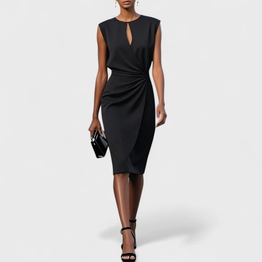 Sky Blue Fitted Midi Dress for Women | Formal and Daytime Occasions