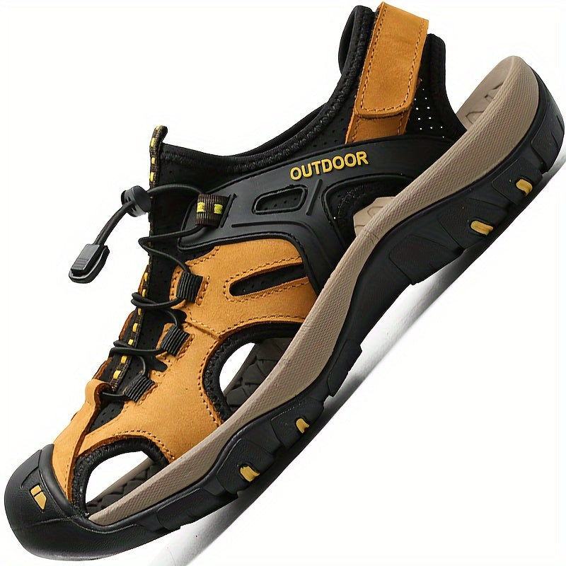 Adjustable Closed Toe Hiking Sandals with Reinforced Front and Grip Sole for Men
