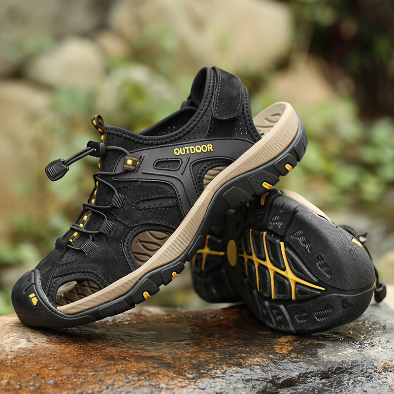 Adjustable Closed Toe Hiking Sandals with Reinforced Front and Grip Sole for Men