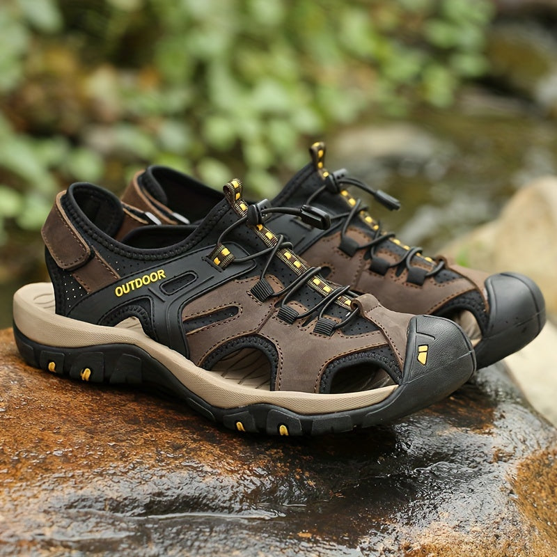 Adjustable Closed Toe Hiking Sandals with Reinforced Front and Grip Sole for Men