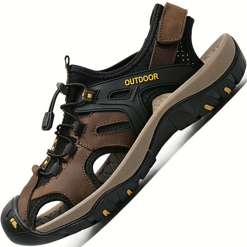 Adjustable Closed Toe Hiking Sandals with Reinforced Front and Grip Sole for Men