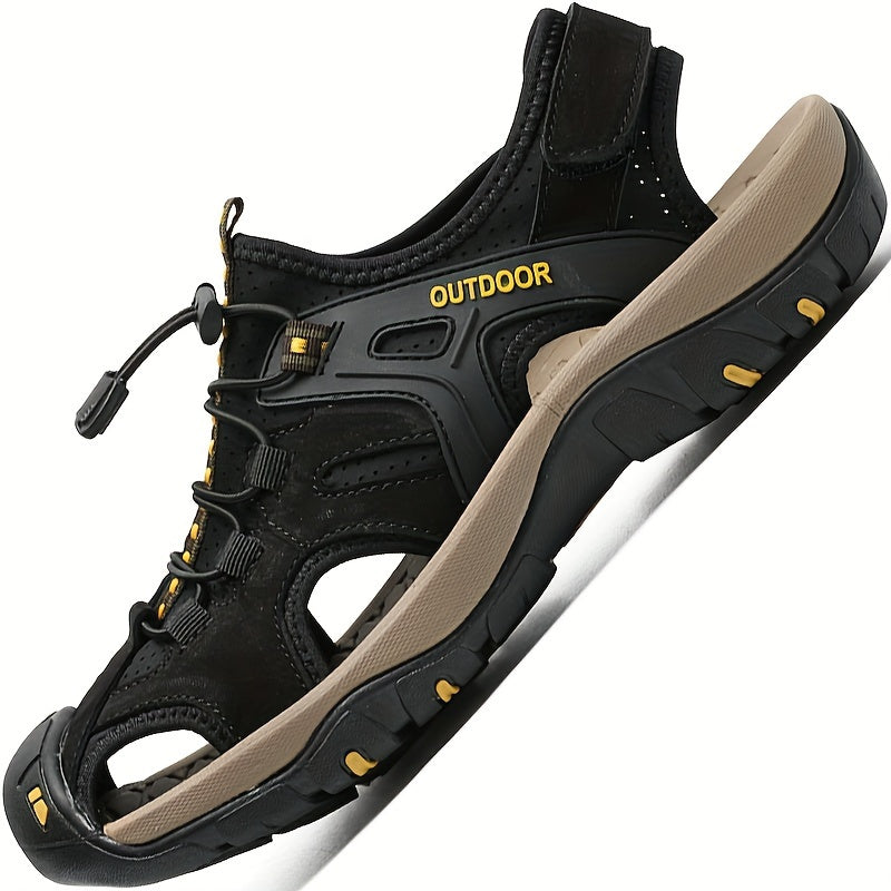 Adjustable Closed Toe Hiking Sandals with Reinforced Front and Grip Sole for Men