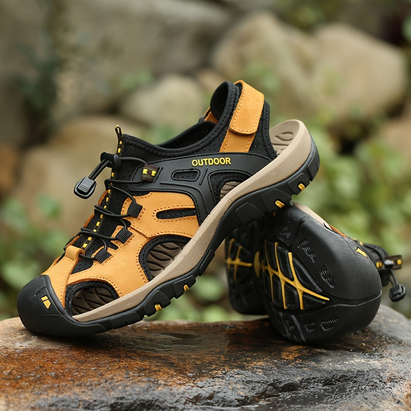 Adjustable Closed Toe Hiking Sandals with Reinforced Front and Grip Sole for Men