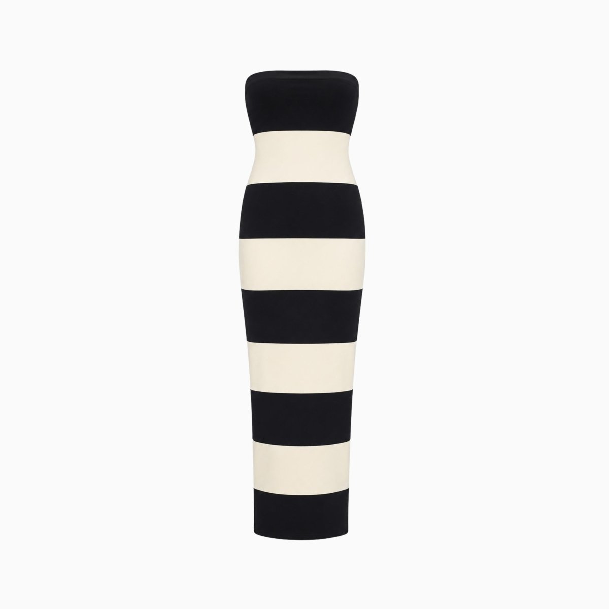 Black Cream Striped Strapless Maxi Dress for Women