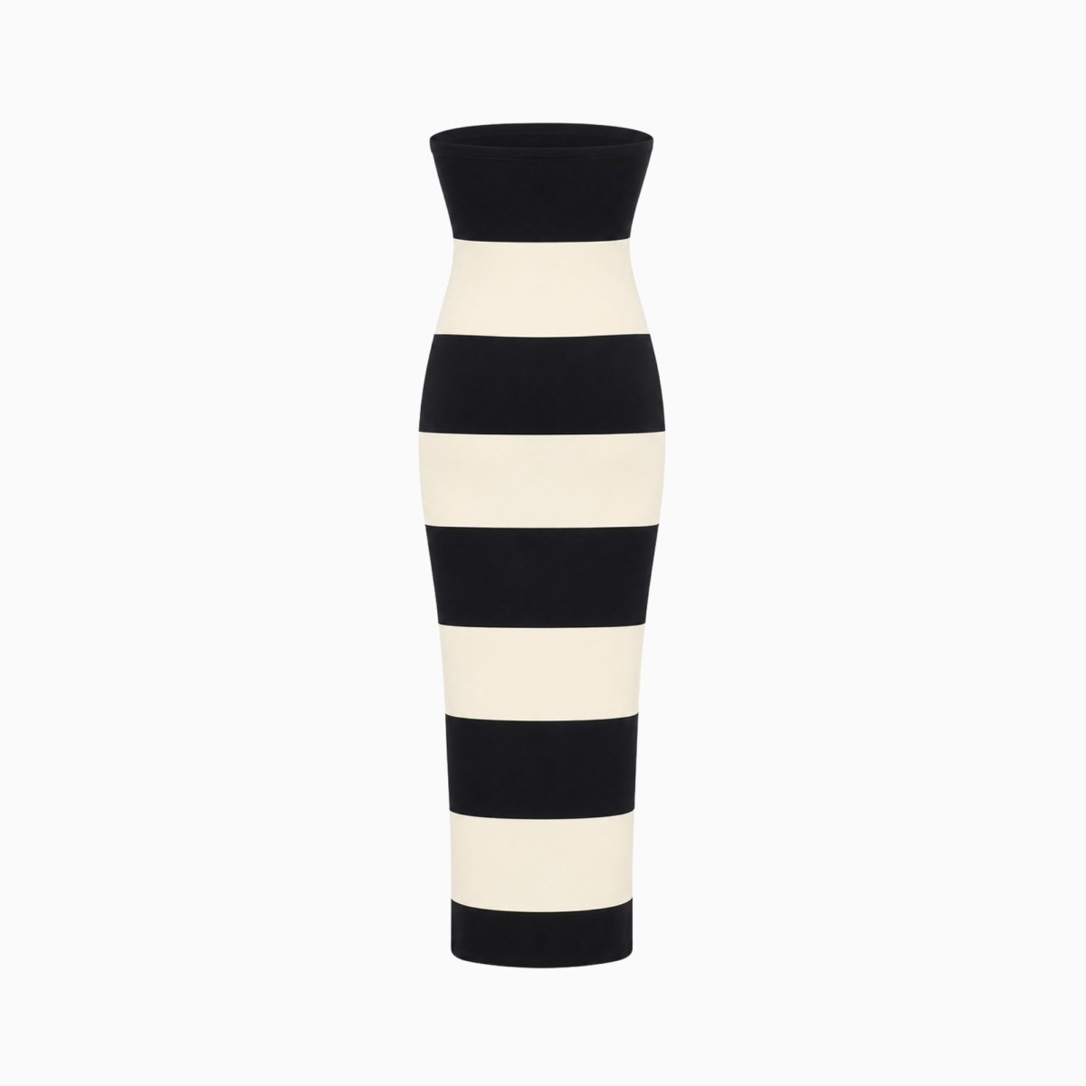 Black Cream Striped Strapless Maxi Dress for Women