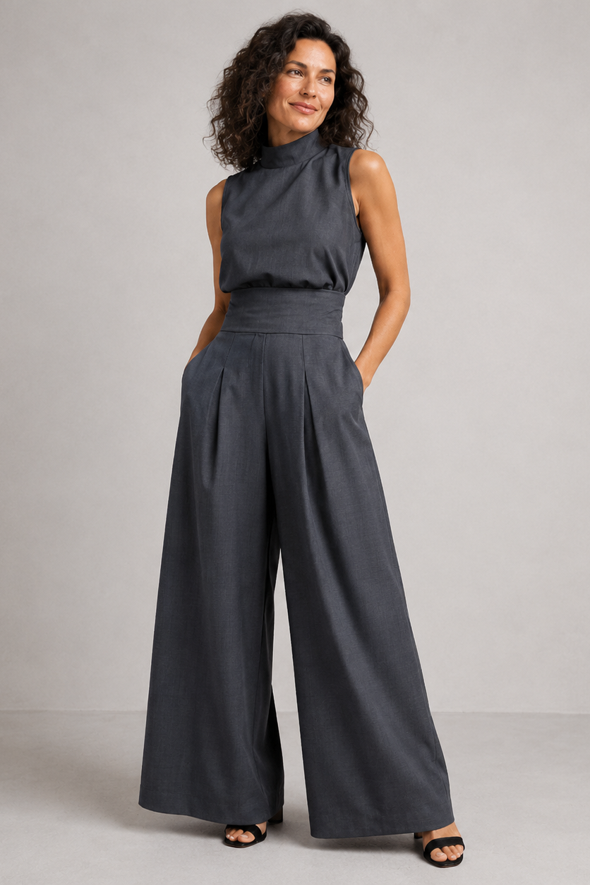 Sleeveless Wide Leg Two-Piece Set for Women | Summer Holiday