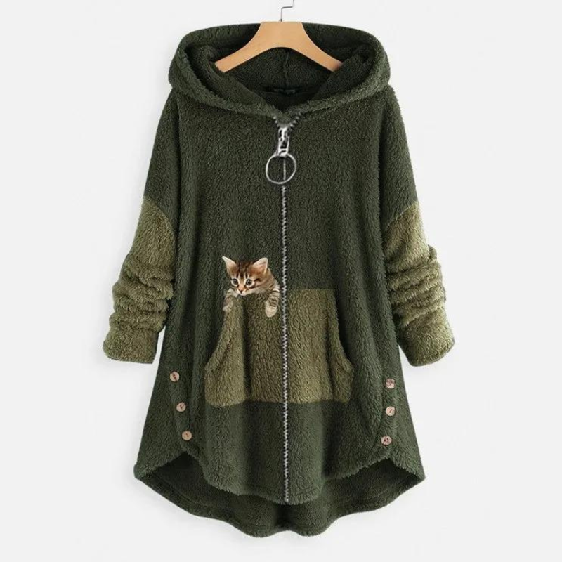 Plush Relaxed Fit Long Sleeve Pullover Hoodie for Women | Winter Collection
