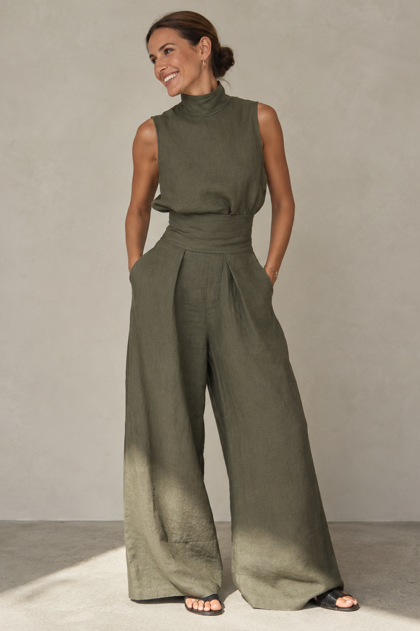 Sleeveless Wide Leg Two-Piece Set for Women | Summer Holiday