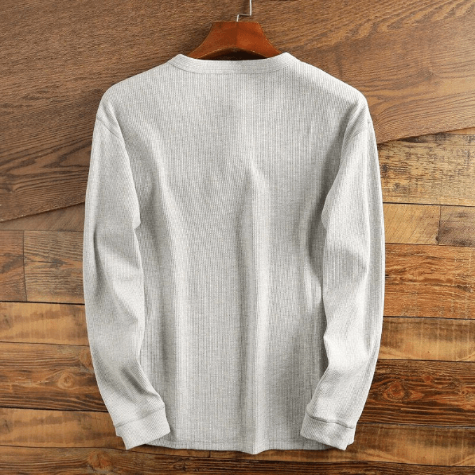 Waffle Knit Henley Shirt Long Sleeve Textured Casual Top for Men | Weekend Wear