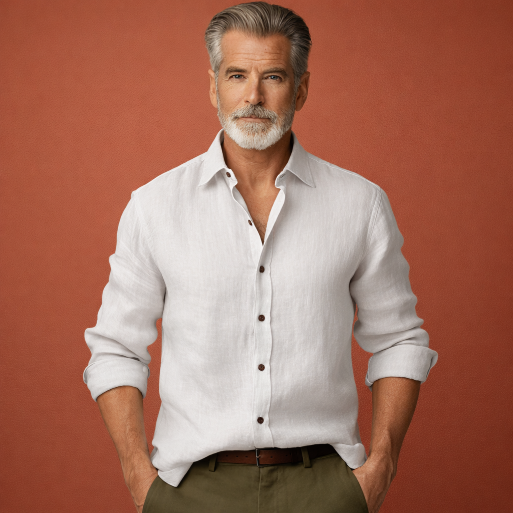 Long Sleeve Relaxed Fit Casual Summer Shirt for Men