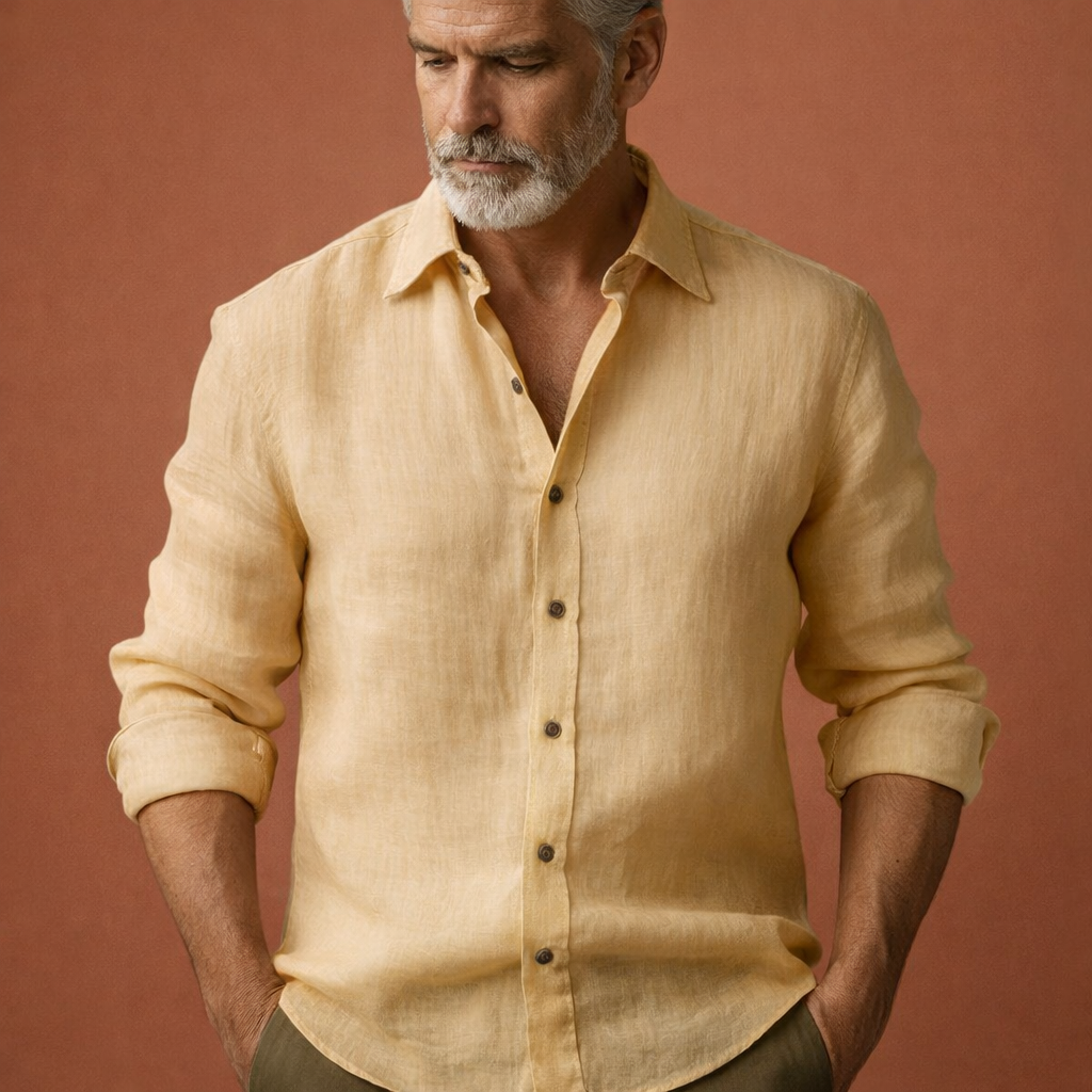 Long Sleeve Relaxed Fit Casual Summer Shirt for Men