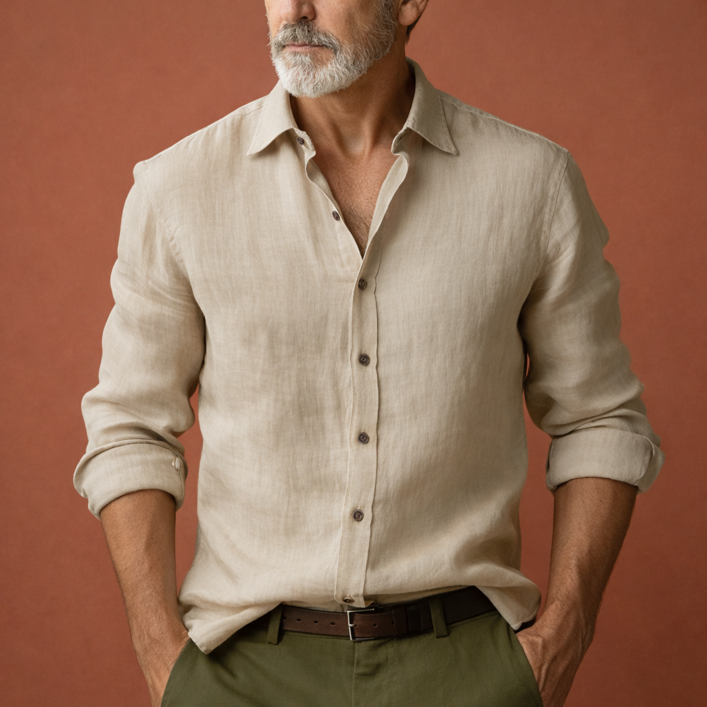 Long Sleeve Relaxed Fit Casual Summer Shirt for Men