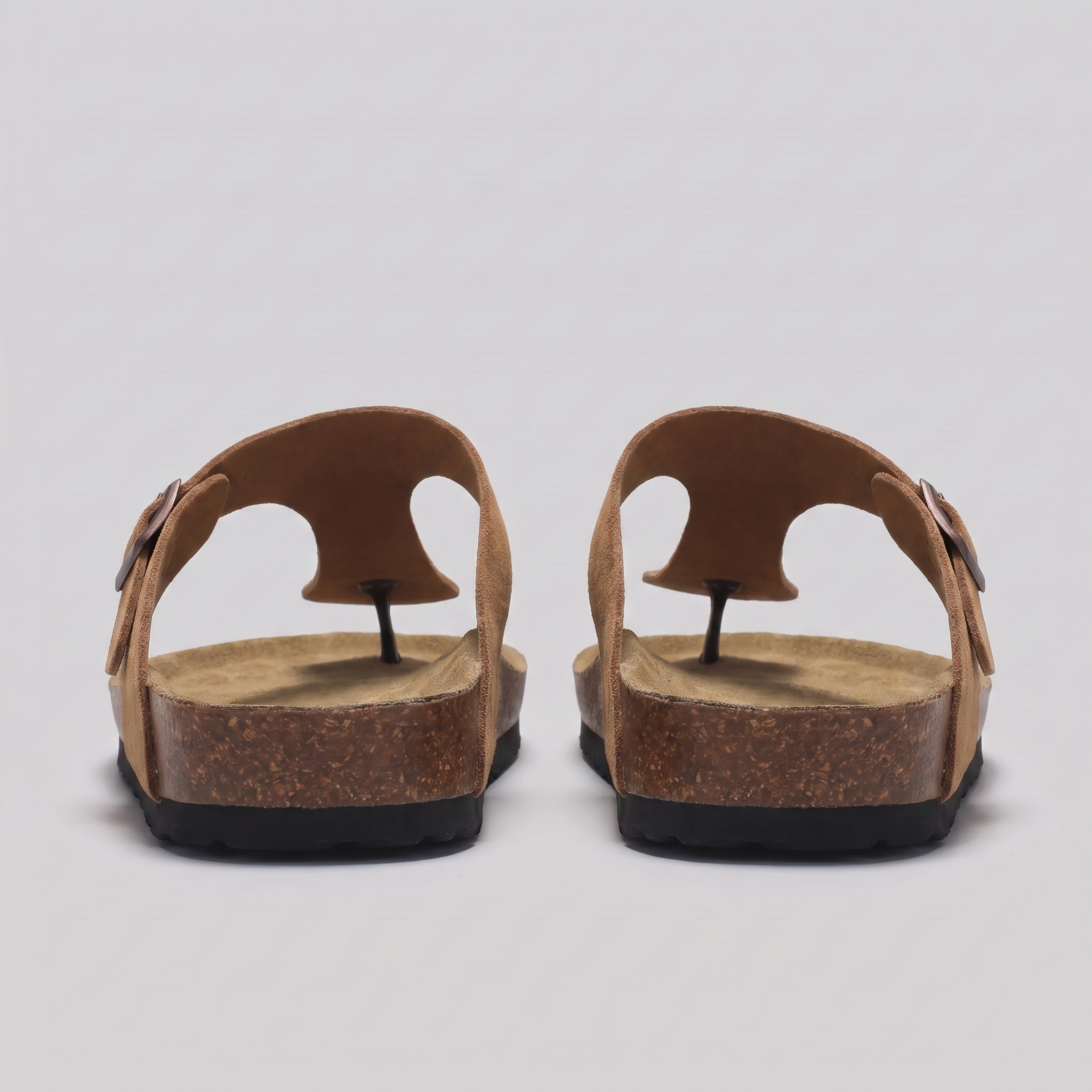 Men's Suede-Effect Buckle Sandals with Cork Footbed for Men