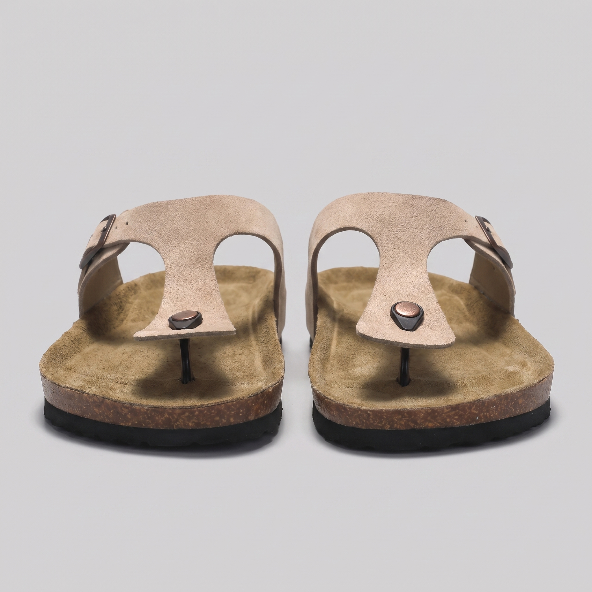 Men's Suede-Effect Buckle Sandals with Cork Footbed for Men