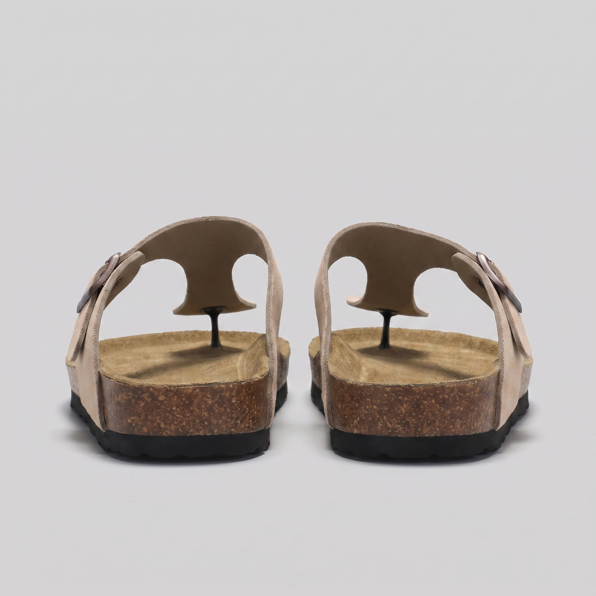Men's Suede-Effect Buckle Sandals with Cork Footbed for Men