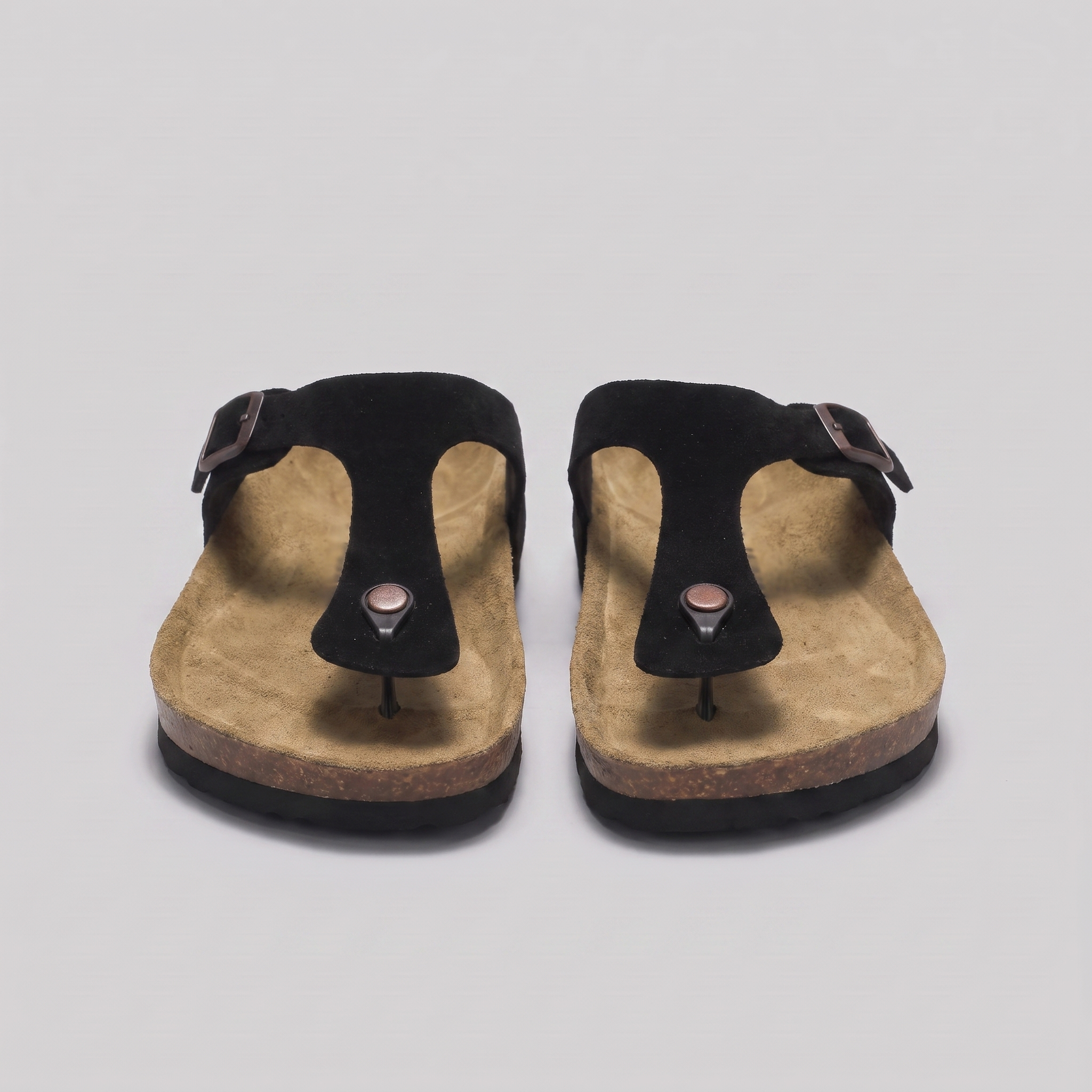 Men's Suede-Effect Buckle Sandals with Cork Footbed for Men