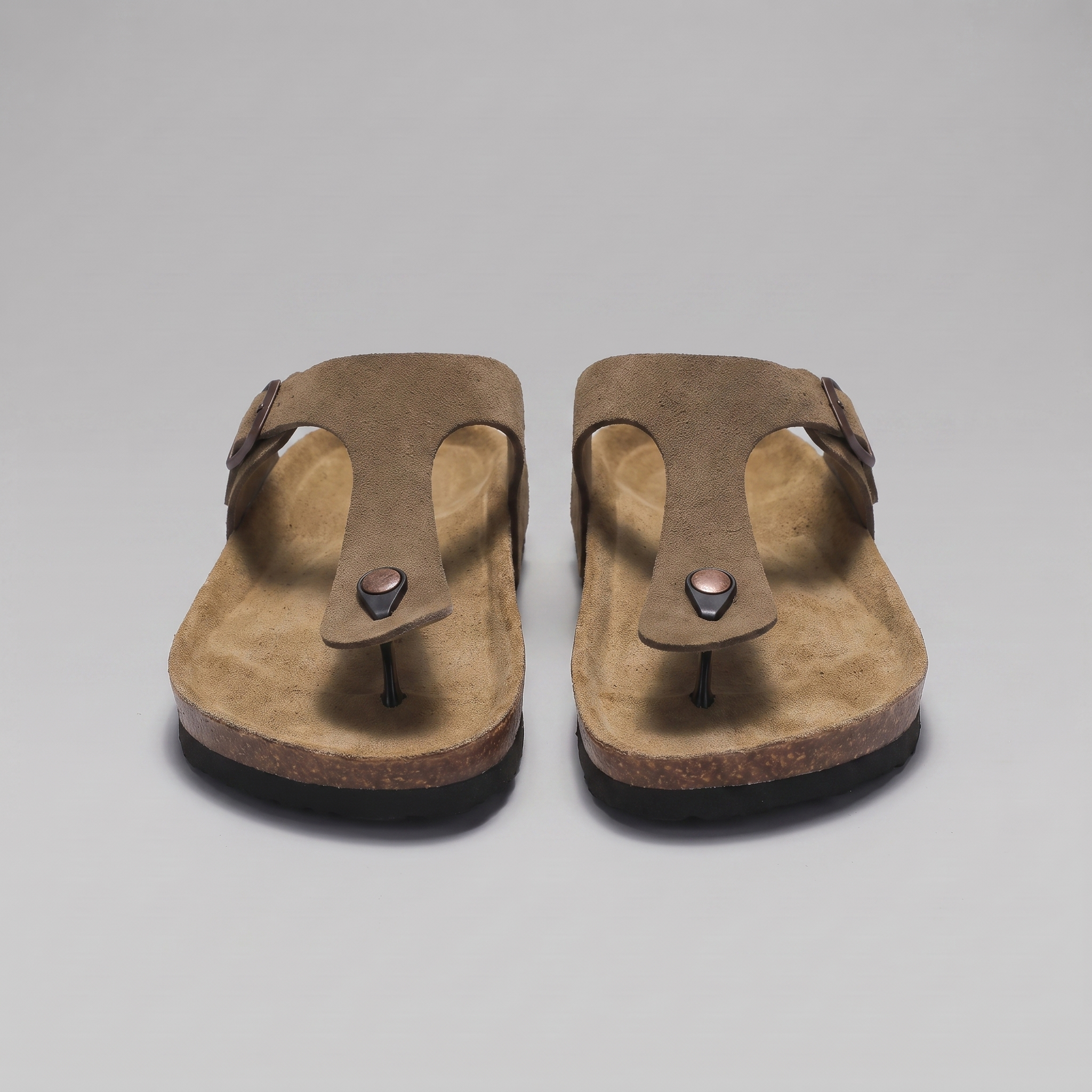 Men's Suede-Effect Buckle Sandals with Cork Footbed for Men