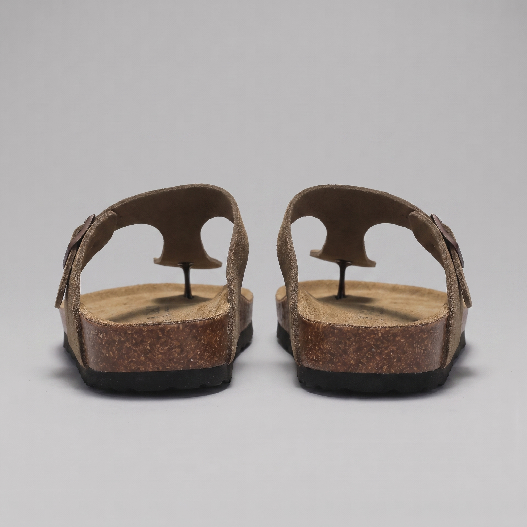 Men's Suede-Effect Buckle Sandals with Cork Footbed for Men