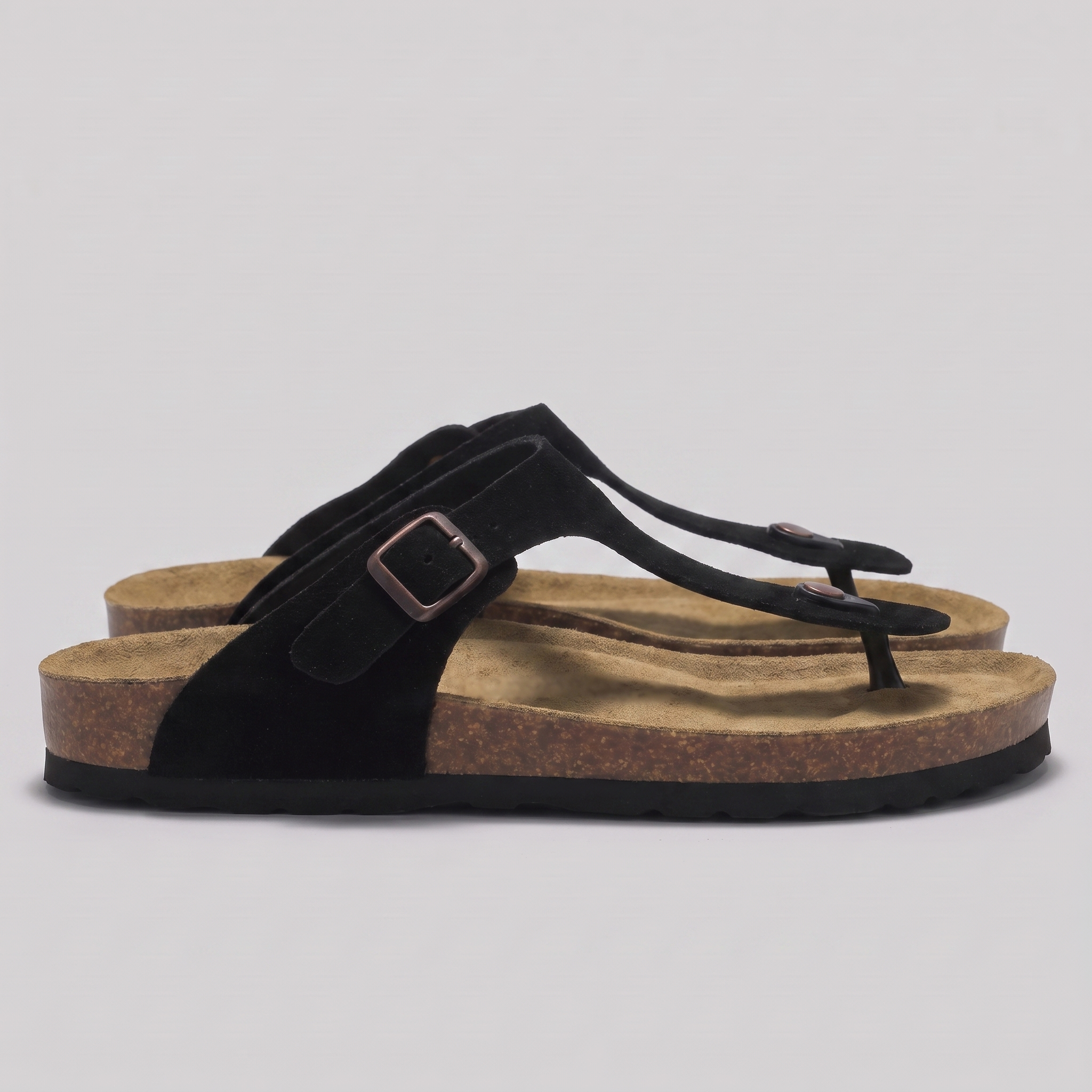 Men's Suede-Effect Buckle Sandals with Cork Footbed for Men