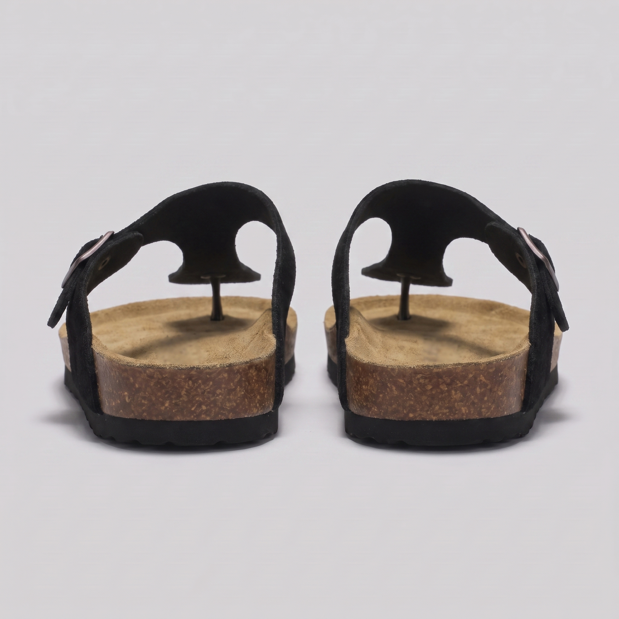 Men's Suede-Effect Buckle Sandals with Cork Footbed for Men