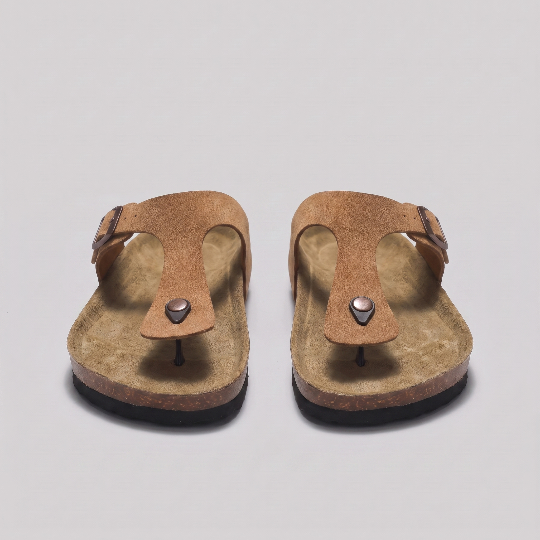 Men's Suede-Effect Buckle Sandals with Cork Footbed for Men