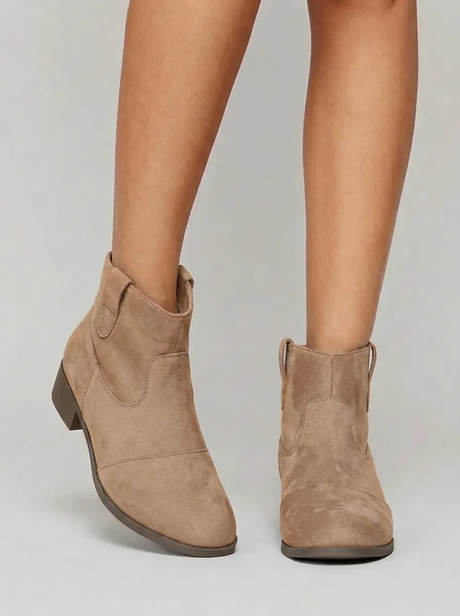 Western Stitched Flat Heel Ankle Boots for Women | Western Stitching