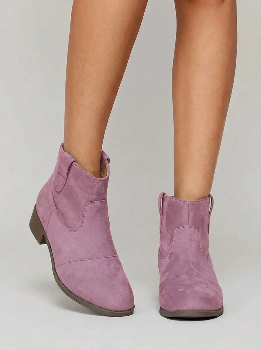 Western Stitched Flat Heel Ankle Boots for Women | Western Stitching