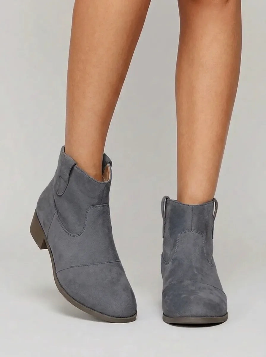 Western Stitched Flat Heel Ankle Boots for Women | Western Stitching