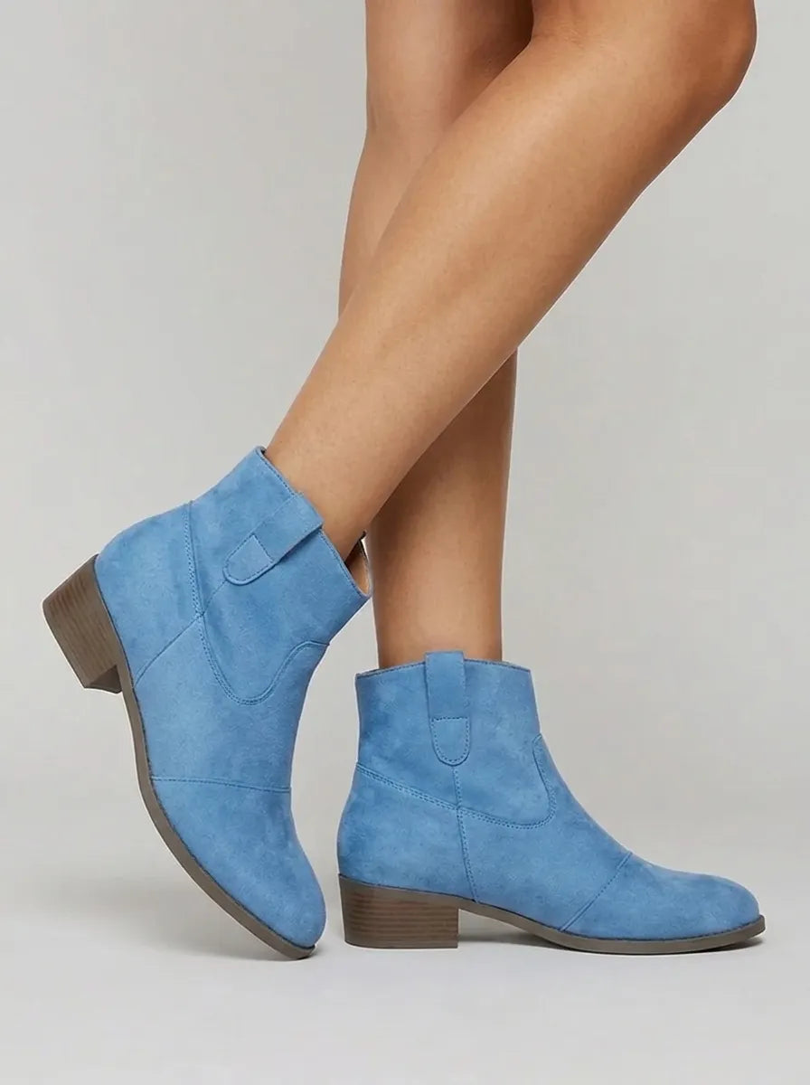 Western Stitched Flat Heel Ankle Boots for Women | Western Stitching