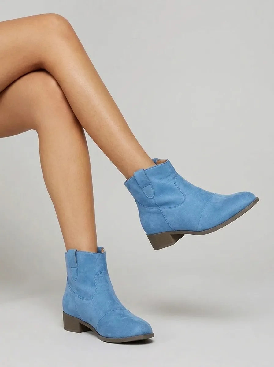 Western Stitched Flat Heel Ankle Boots for Women | Western Stitching