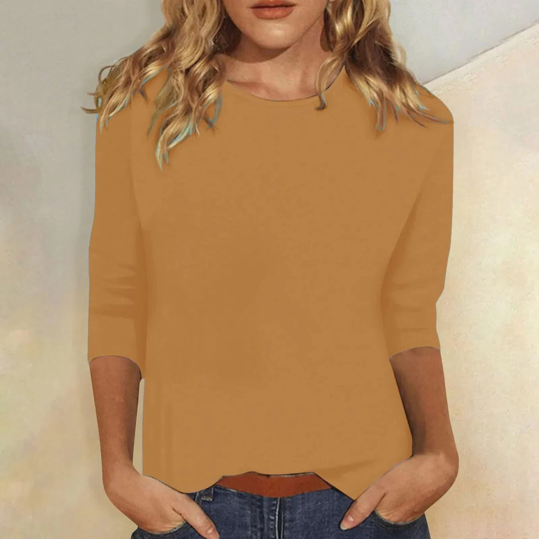 Women's Crew Neck Three Quarter Sleeve Top