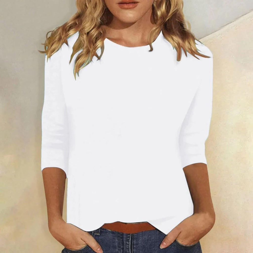 Women's Crew Neck Three Quarter Sleeve Top
