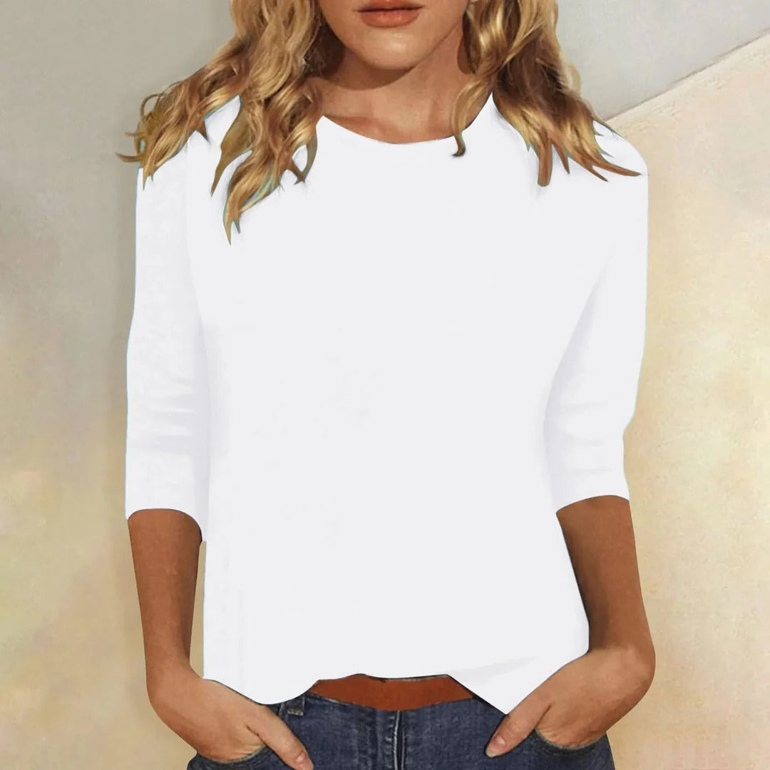 Women's Crew Neck Three Quarter Sleeve Top