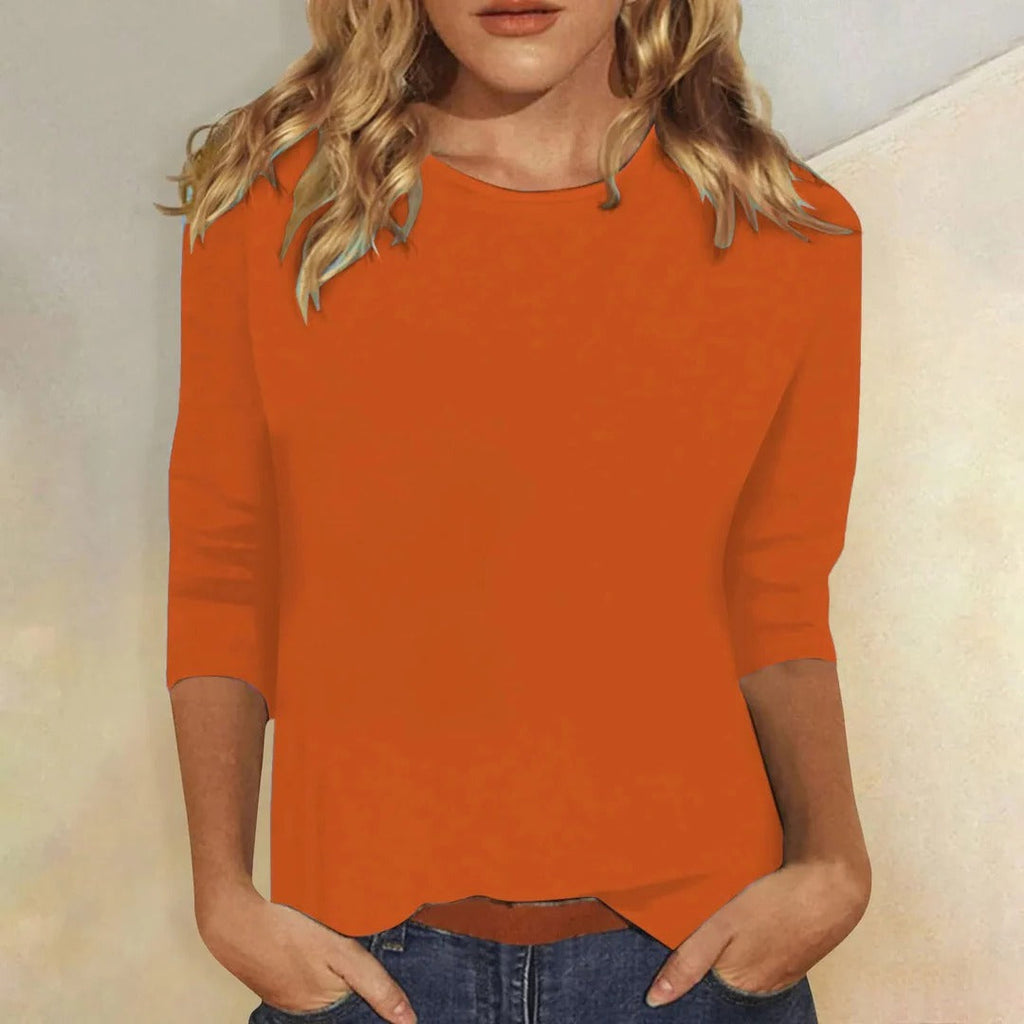 Women's Crew Neck Three Quarter Sleeve Top