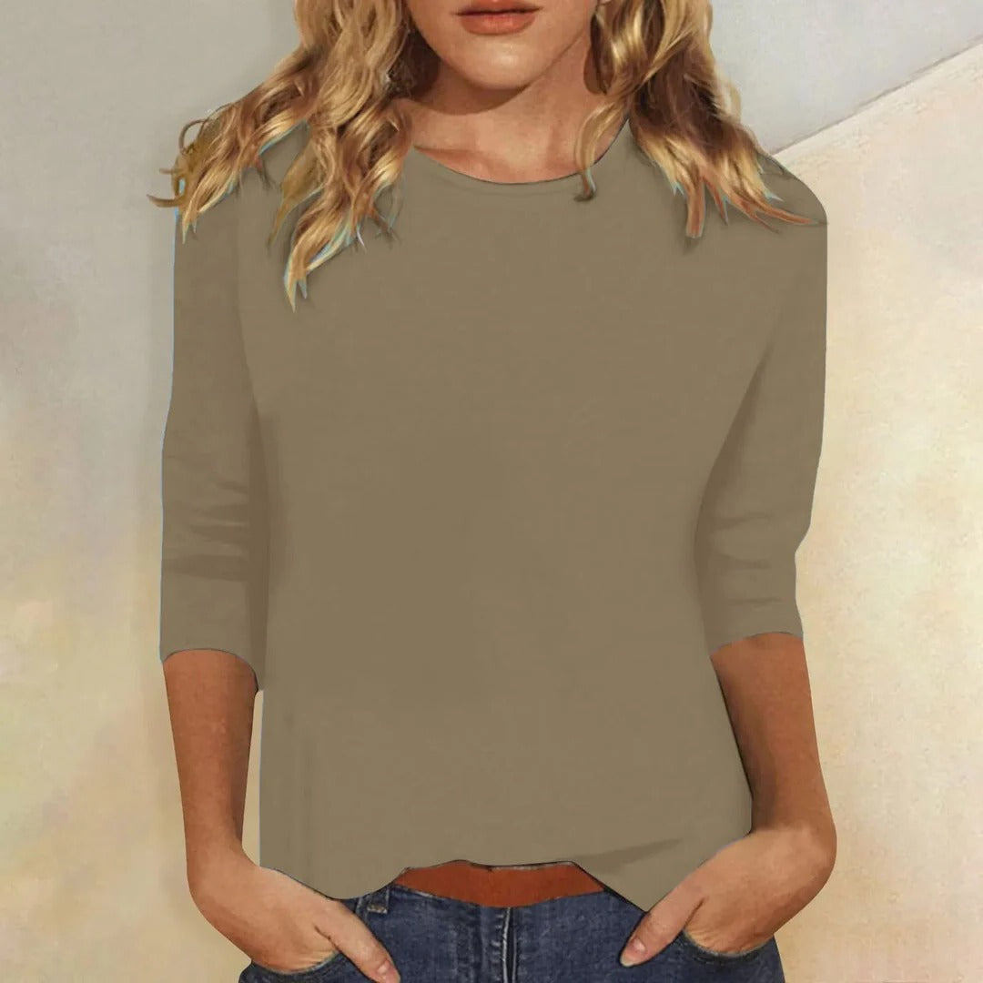 Women's Crew Neck Three Quarter Sleeve Top