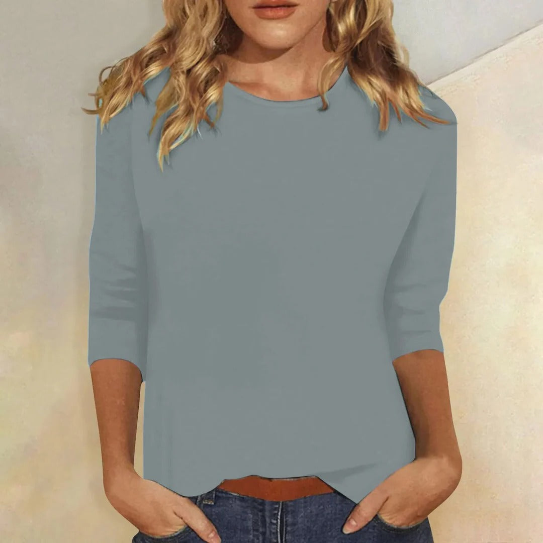 Women's Crew Neck Three Quarter Sleeve Top