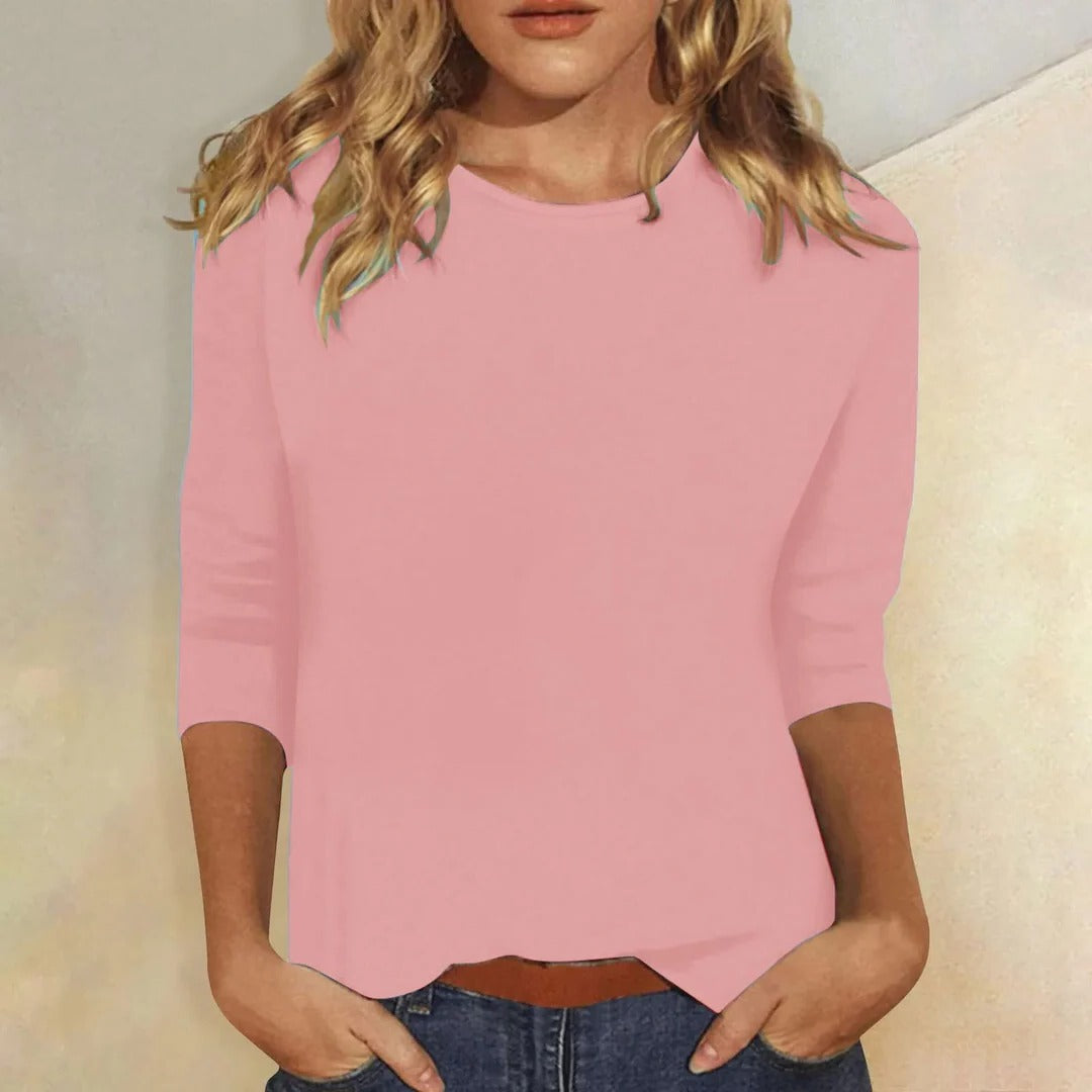 Women's Crew Neck Three Quarter Sleeve Top