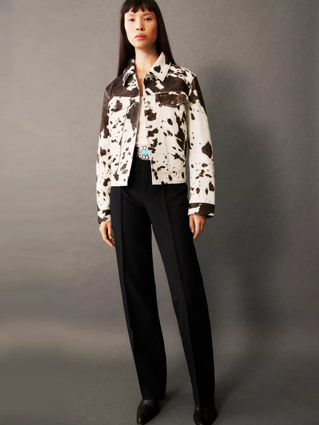 Women's Jacket | Simple Cut with Shirt Collar and Print