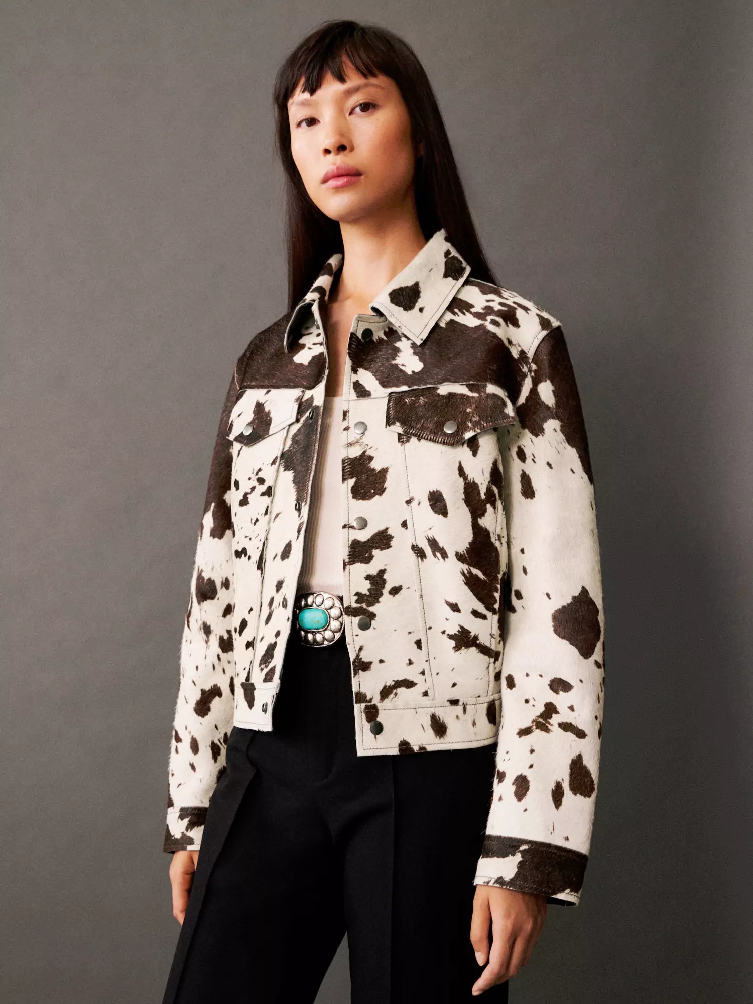 Women's Jacket | Simple Cut with Shirt Collar and Print
