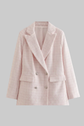 Pink Tweed Slim Fit Blazer for Women