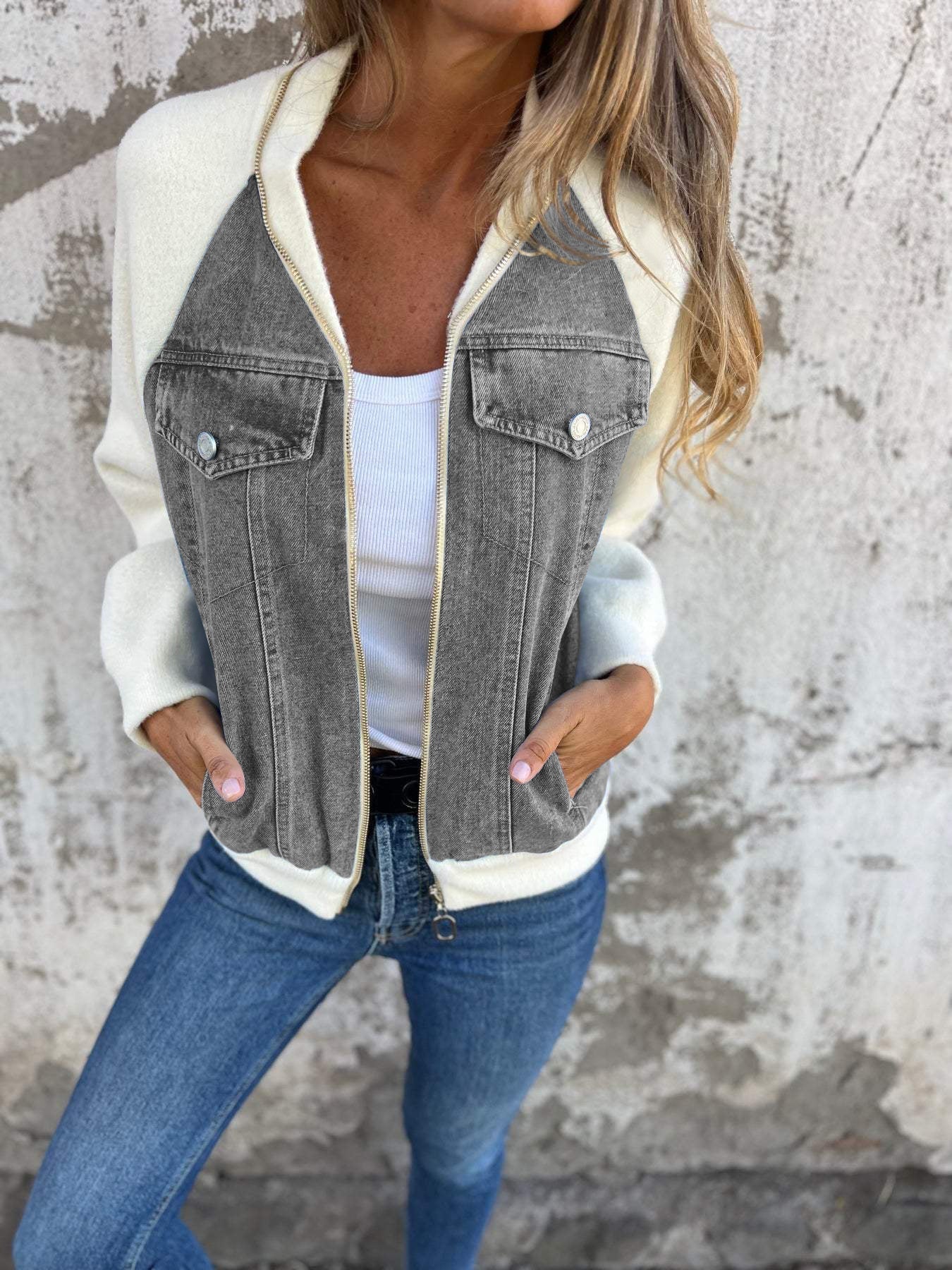 Women's Jacket | V Neck with Zipper Closure