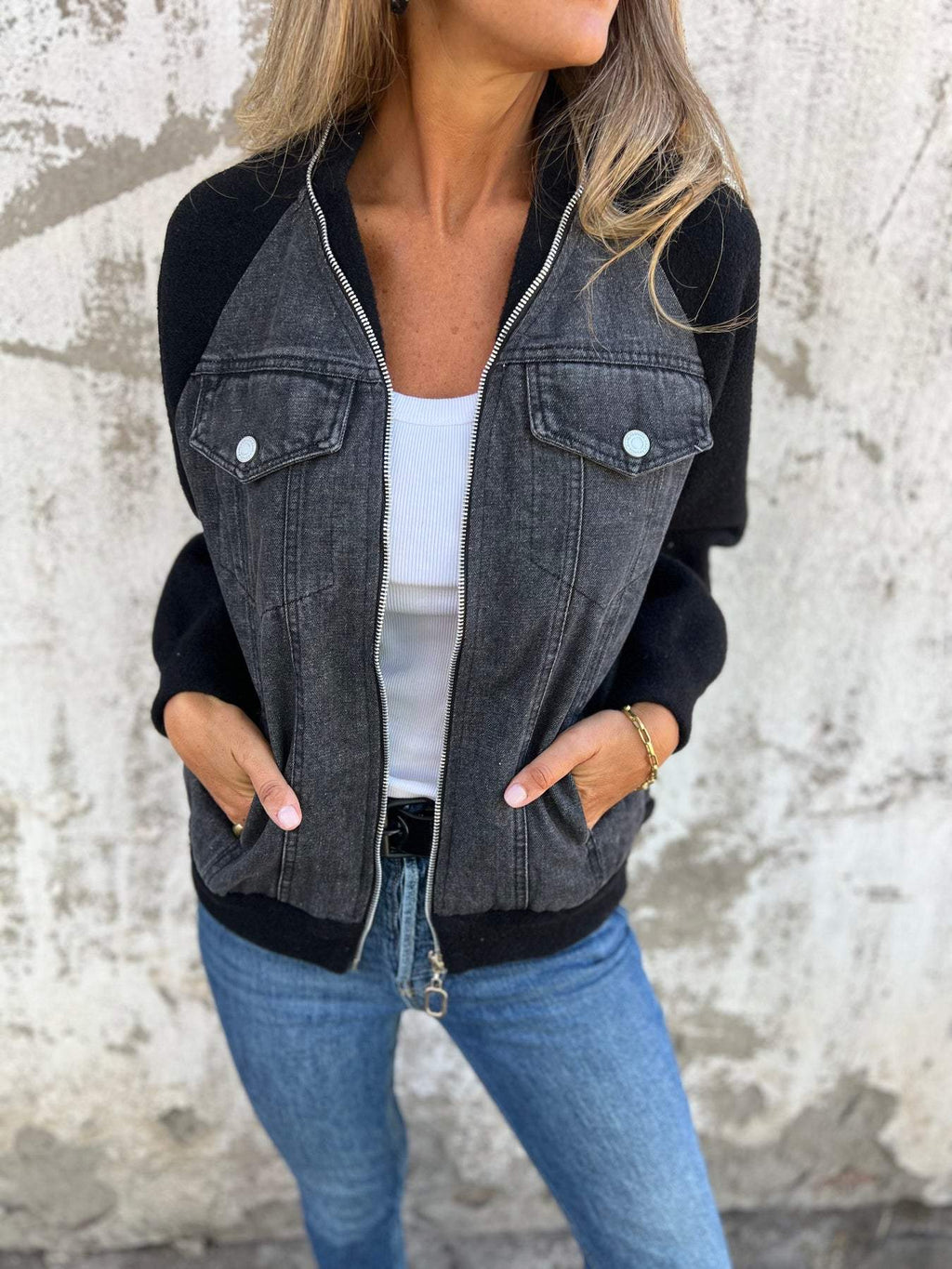Women's Jacket | V Neck with Zipper Closure