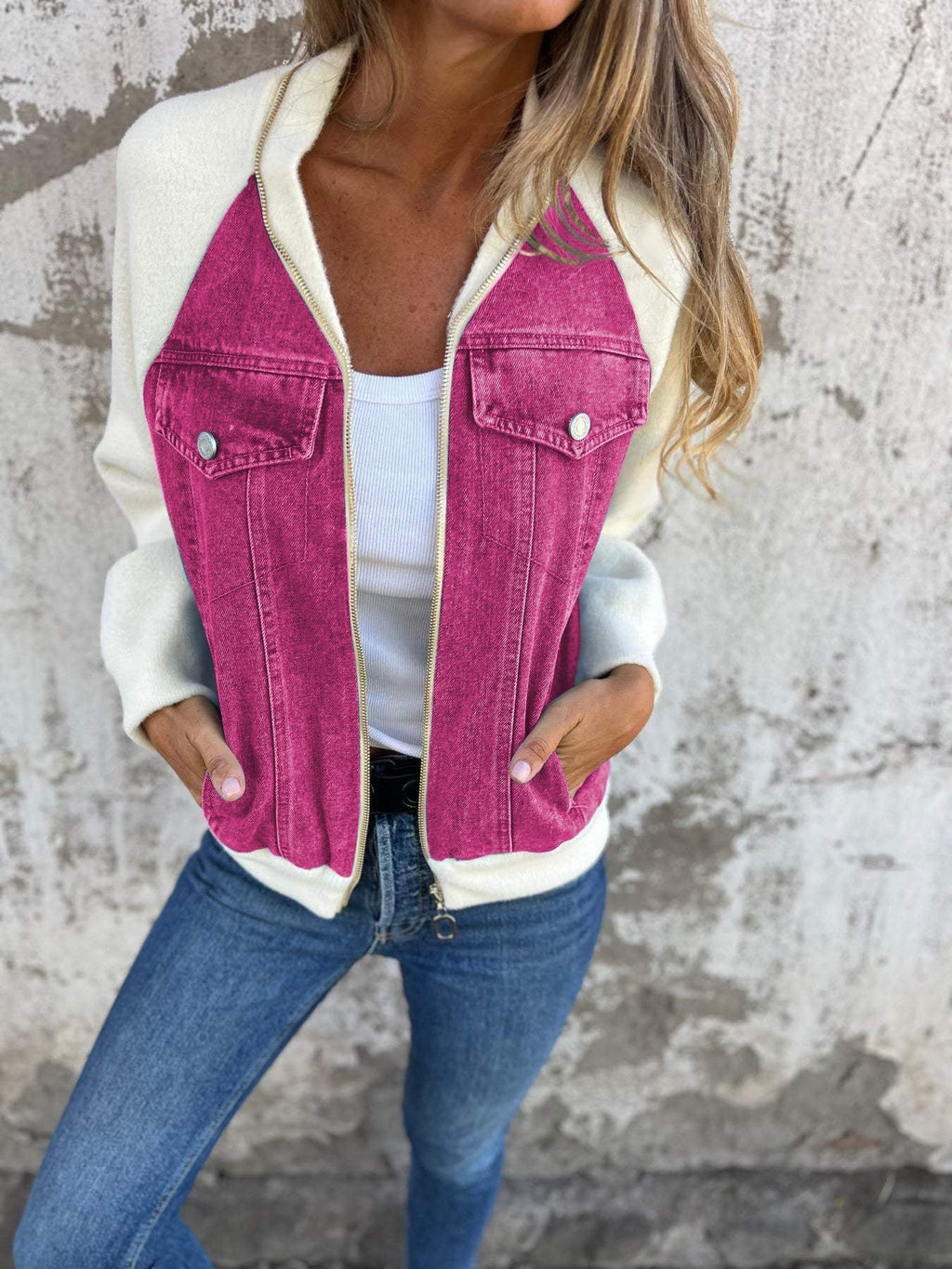 Women's Jacket | V Neck with Zipper Closure