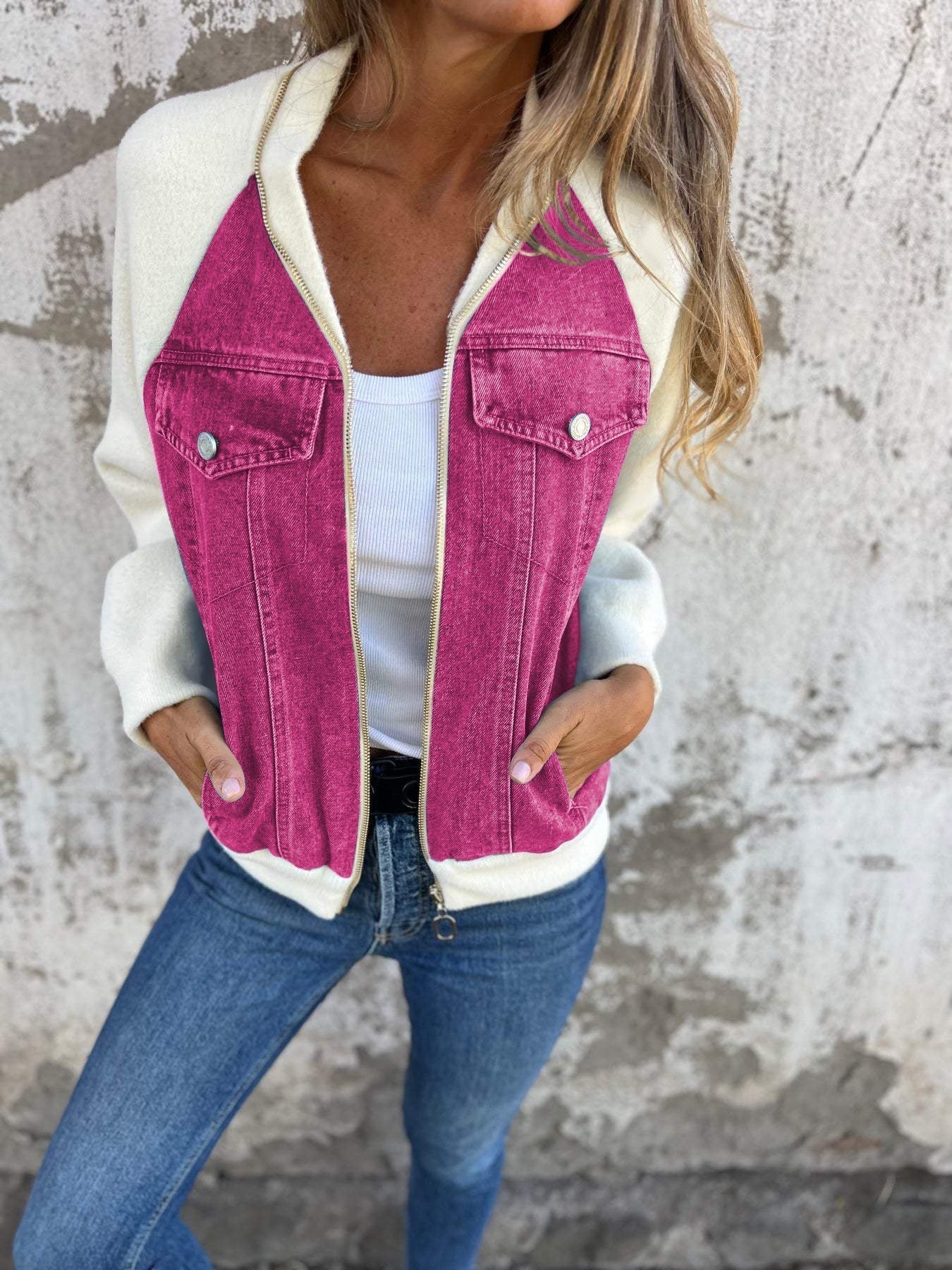Women's Jacket | V Neck with Zipper Closure