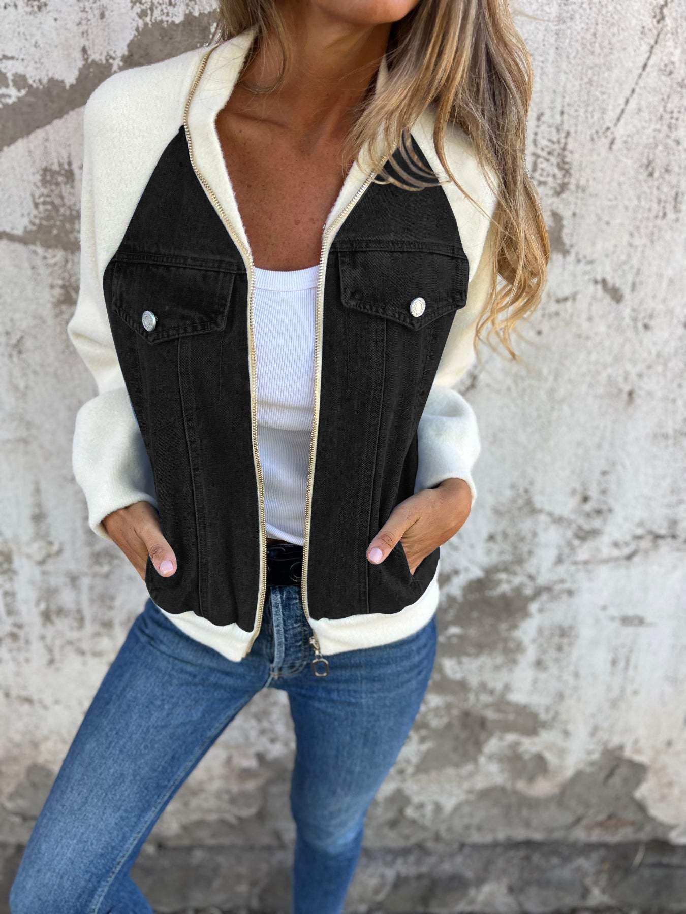Women's Jacket | V Neck with Zipper Closure