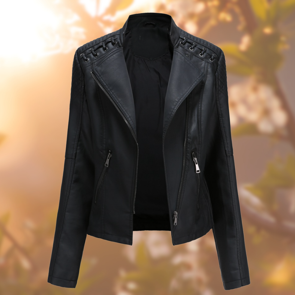 Women’s Jacket | Regular Fit Leather Jacket with Front Zip
